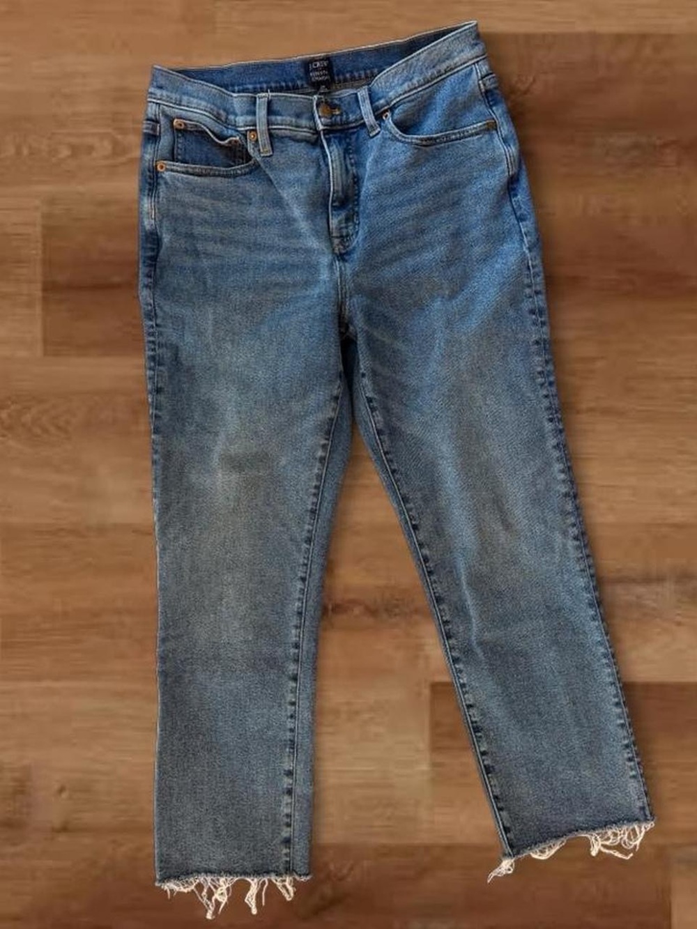 J. Crew Essential Straight Cropped High-Rise Denim Blue Jeans